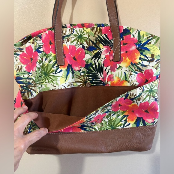 NWOT CROFT &BARROW FLORAL TOTE BAG TROPICAL - Picture 5 of 9